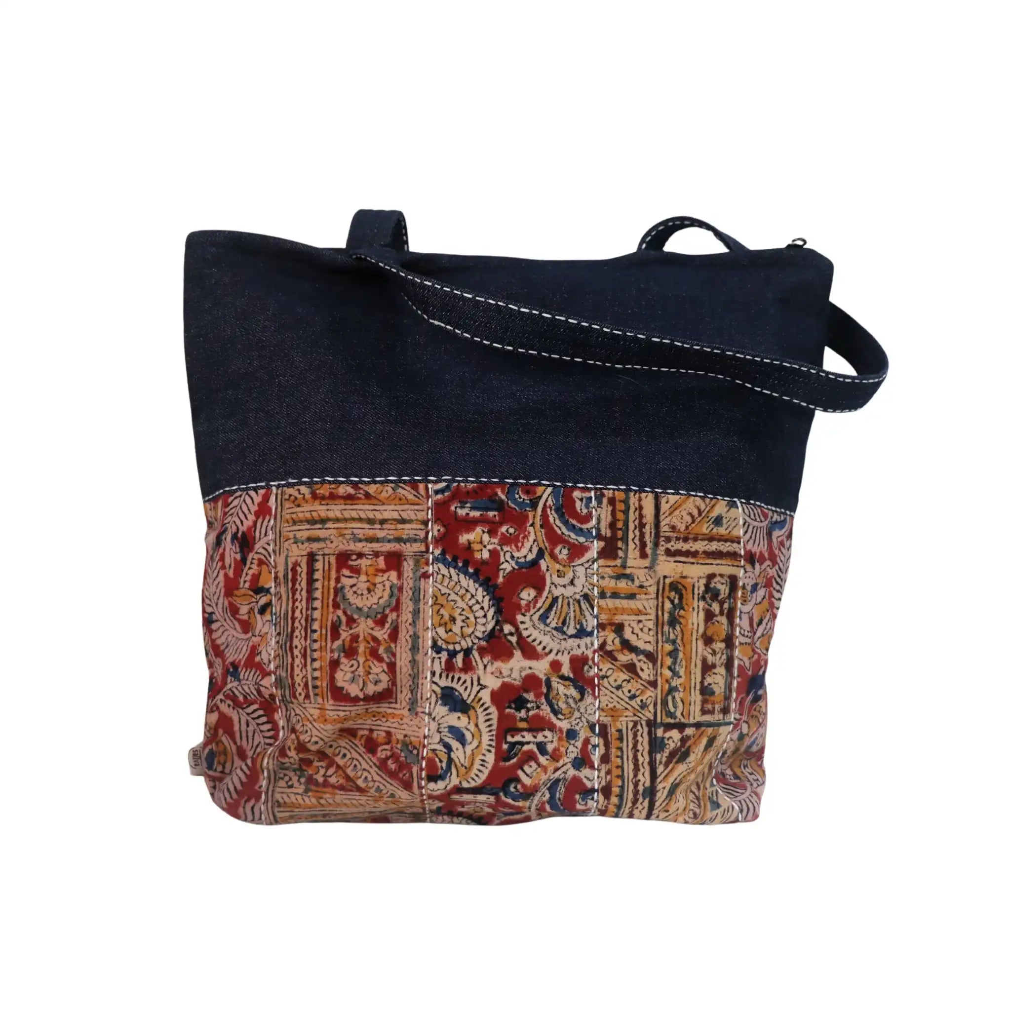 Bhumija Urban Essential Tote with Upcycled Denim and Kalamkari