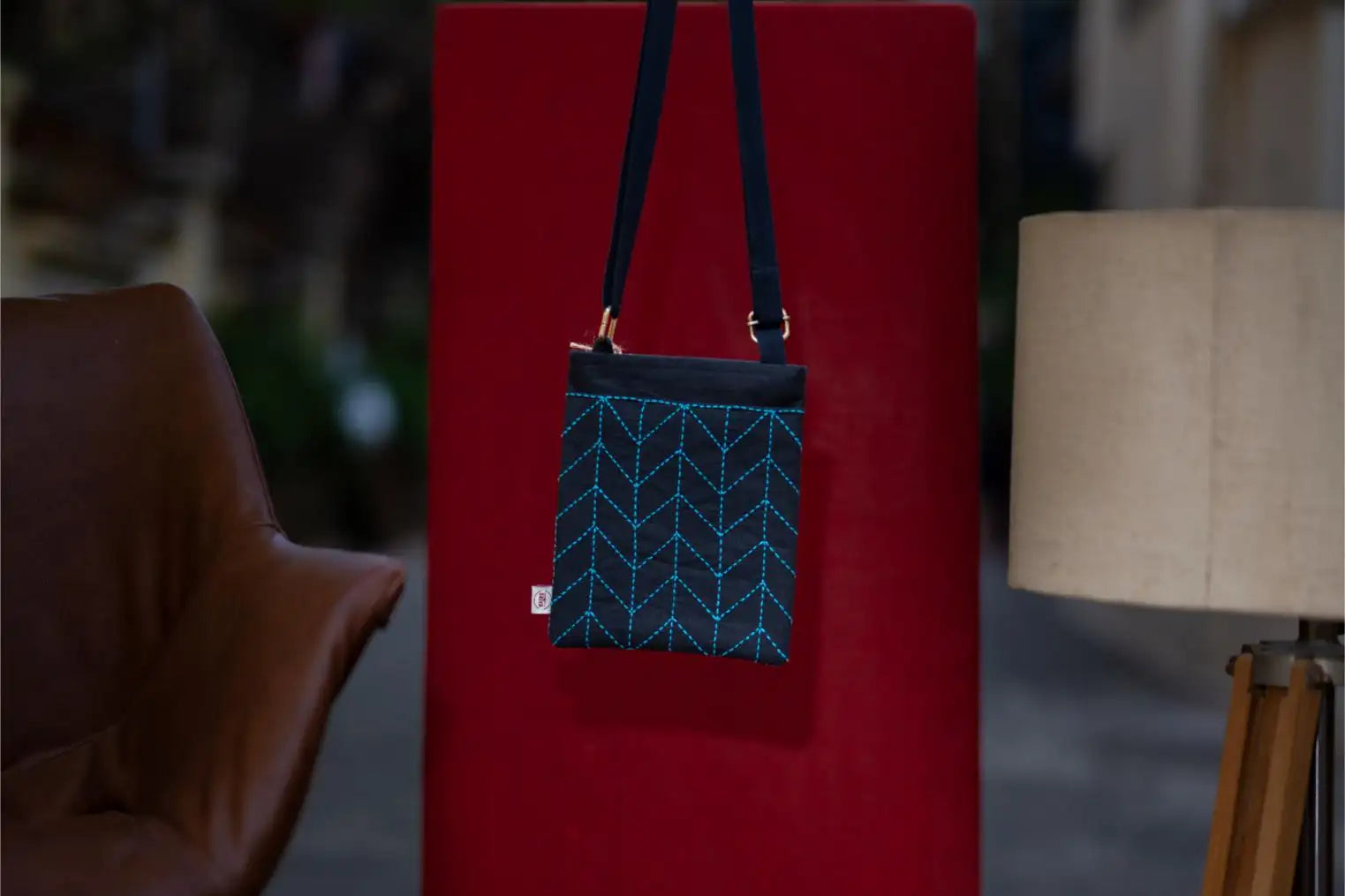 Ira - Sling Bag - Chevron Blue