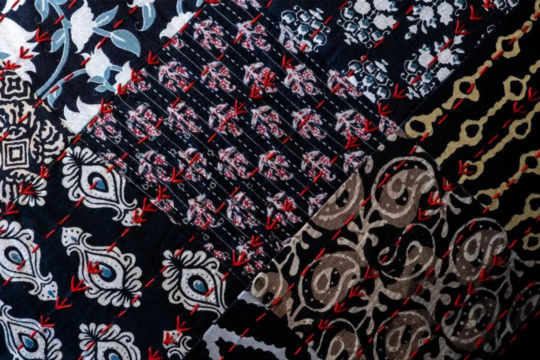 Earth Story - Cushion Cover - Patchwork Black