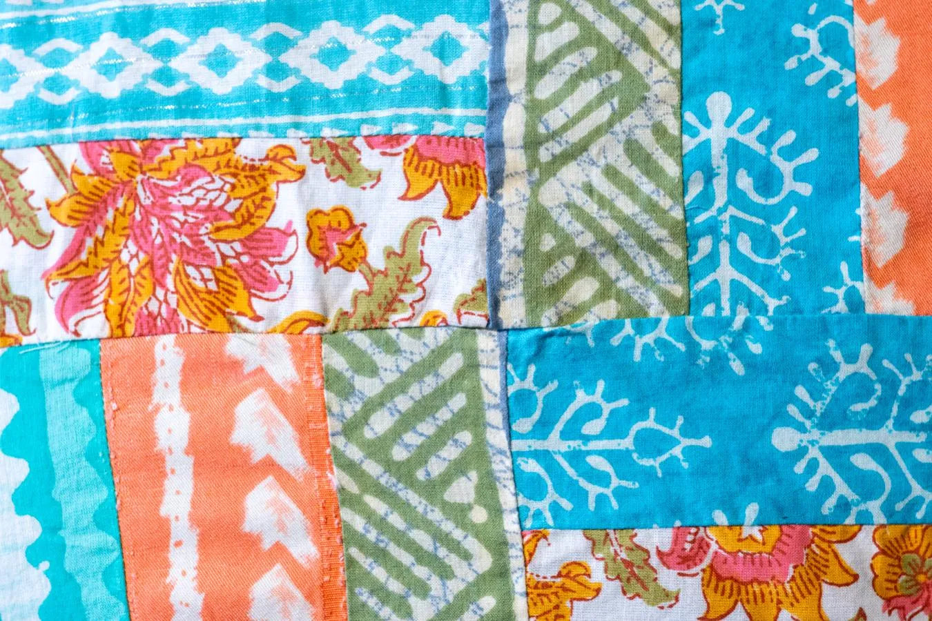 Earth Story - Cushion Cover - Patchwork Teal Blue