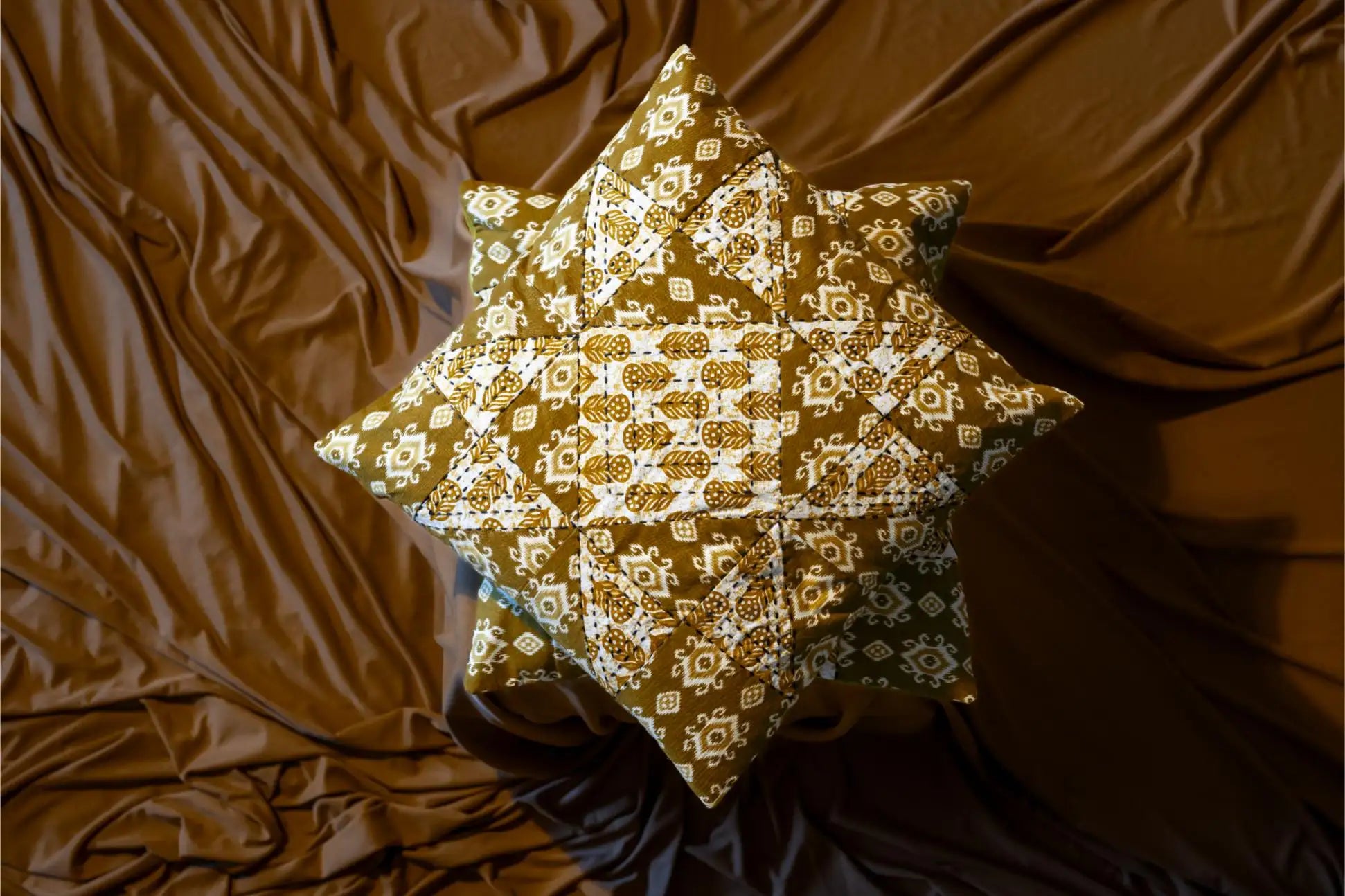 Earth Story - Cushion Cover - Patchwork Green Yellow