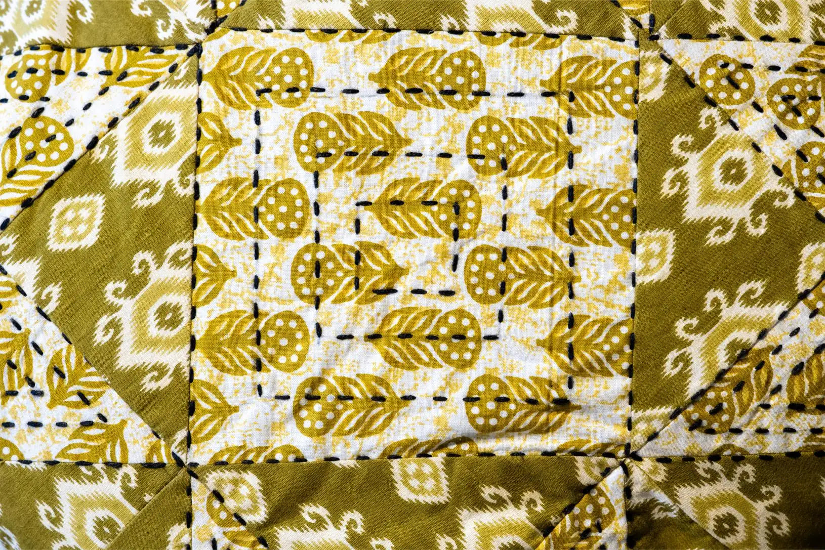 Earth Story - Cushion Cover - Patchwork Green Yellow